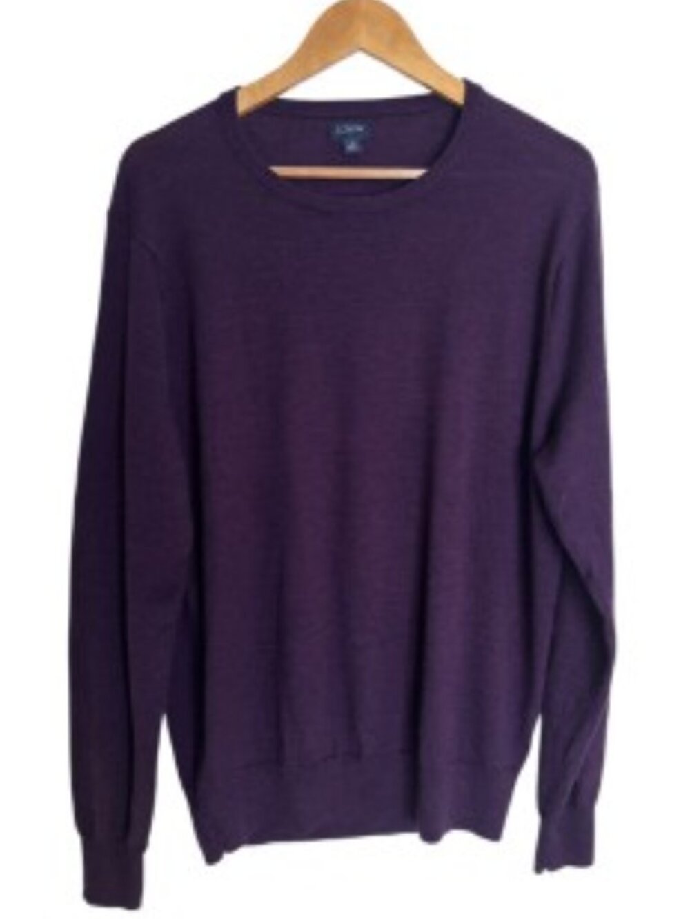 J. Crew Eggplant Merino Wool-blend Crewneck Sweater Large